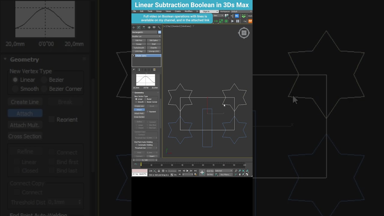 Line Boolean Subtraction in 3ds Max &ndash; Quick & Easy Tip! #shorts  #3dsmax #boolean #lines