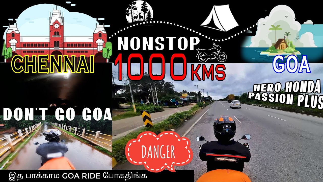 1000KMS CHENNAI TO GOA  NON STOP RIDE | DON'T GO GOA #100ccmotovlogger #goaride  #100CCTOUR #tamil