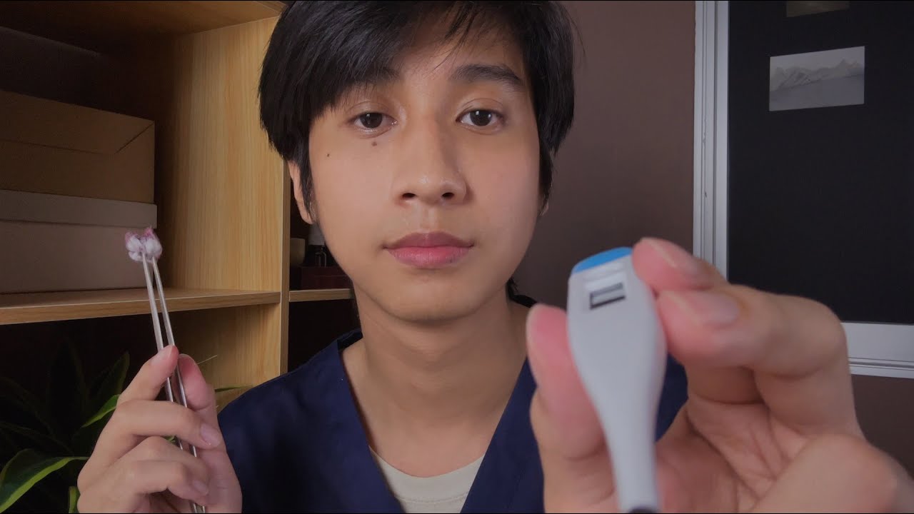 ASMR หมอดูแลอย่างนุ่มลึกในหูคุณ Medical Roleplay Ear Exam & Ear Cleaning