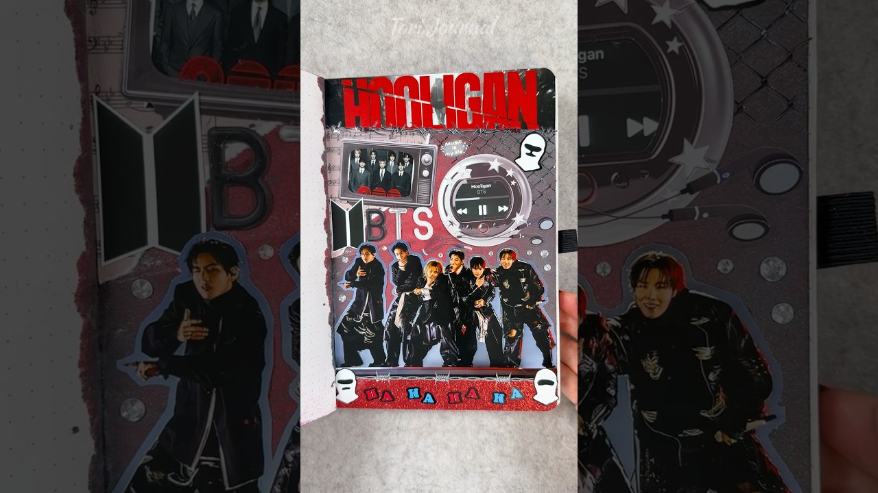 ASMR-дневник BTS ARIRANG HOOLIGAN🔥🎧🎶🎵💿🖤🧨|#asmr #journal #journaling #scrapbooking #bts #diy