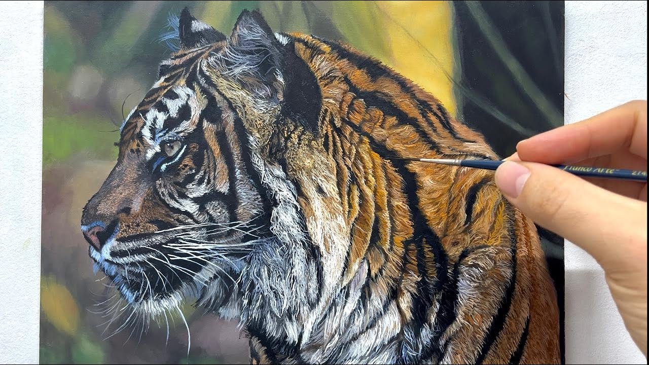 This is how I paint a realistic tiger in oil