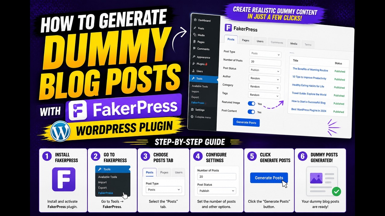 Как создать фиктивные записи в блоге с помощью плагина WordPress FakerPress