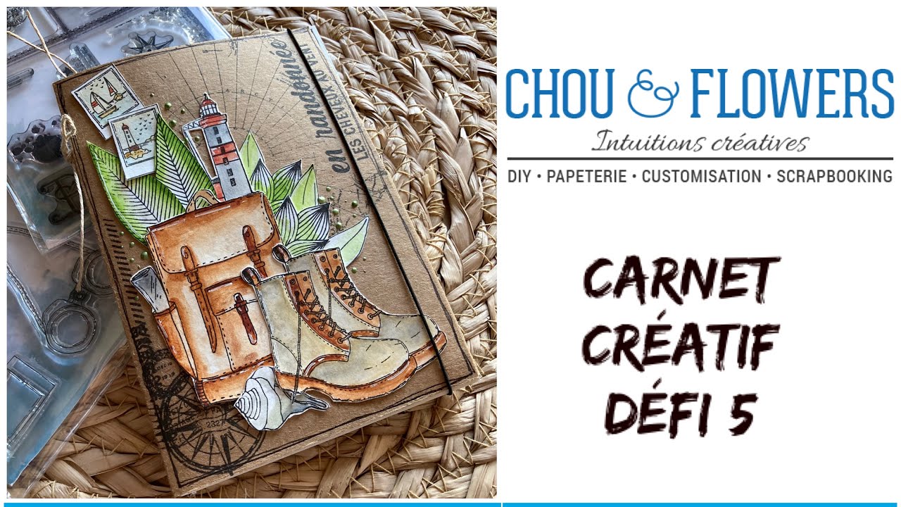 Carnet de voyage aquarelle avec pochette et fermeture élastique défi 5 chou flowers Sagradalicia