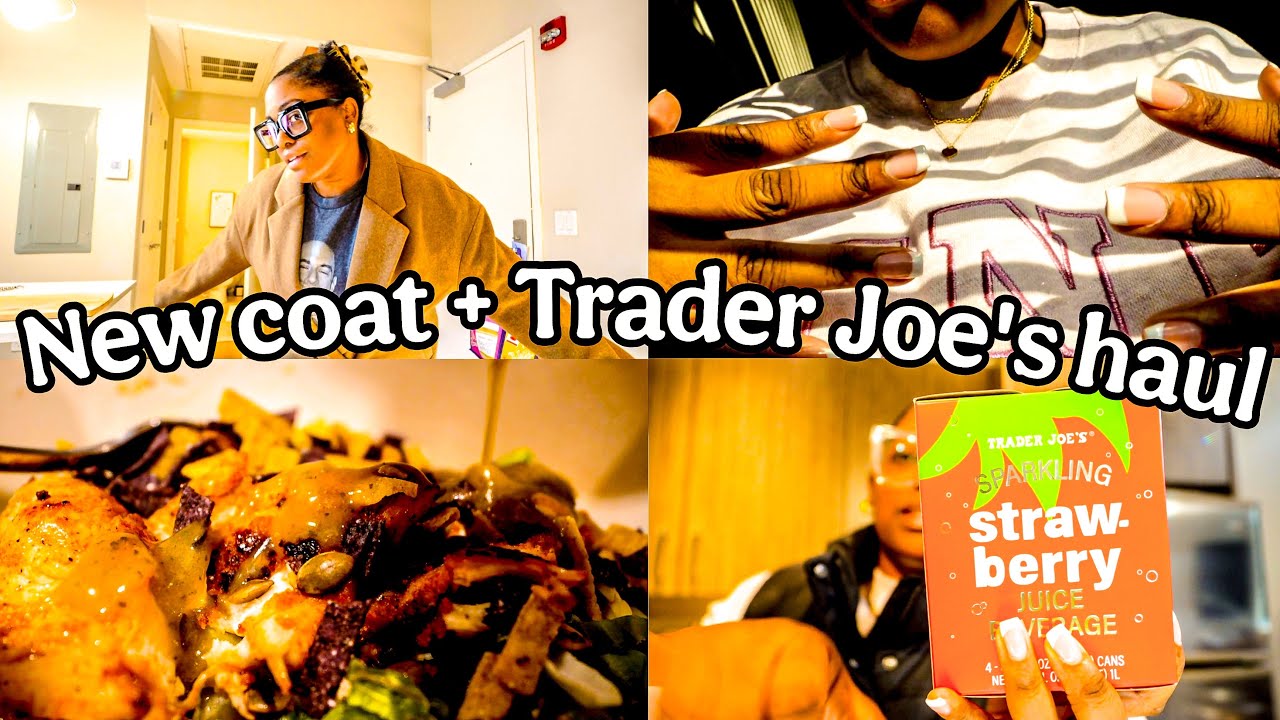 VLOG: new trench coat, a Trader Joe’s haul + making a chicken salad