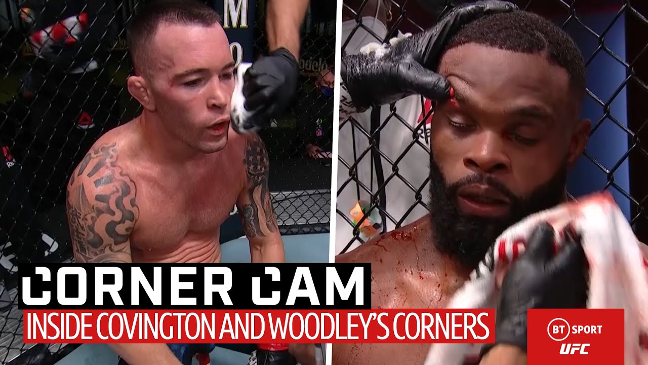 Corner Cam: What Covington and Woodley's coaches said to them in between rounds
