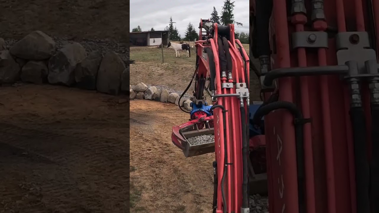 #landscaping #excavation #kubotaexcavator #cmpattachments #cmpgrapple #boulderwall #boulders