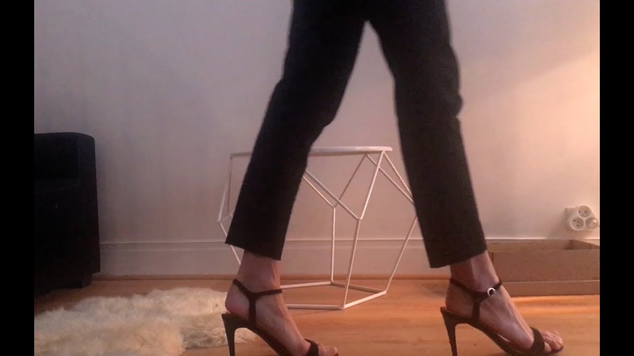 Black high heel ankle strap sandals