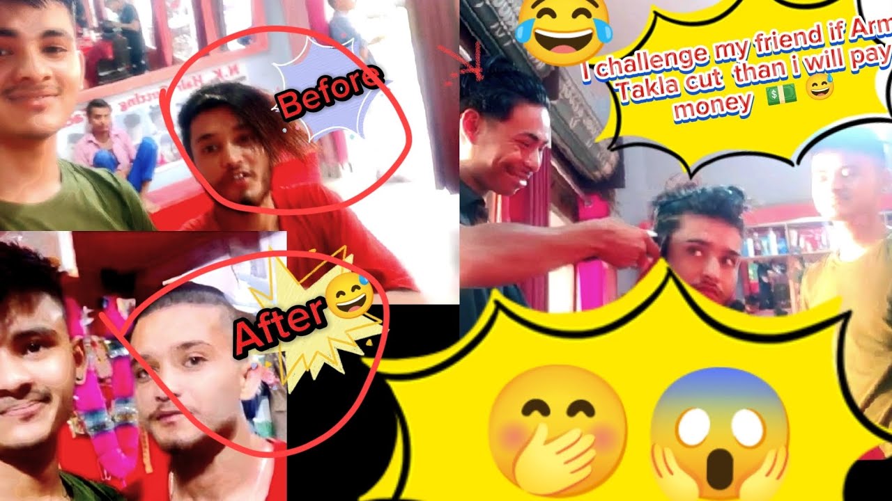I Challenge friend cut long hair😱Takla cut I pay💵@yashumeshdhami#challenge#newnepalivloger