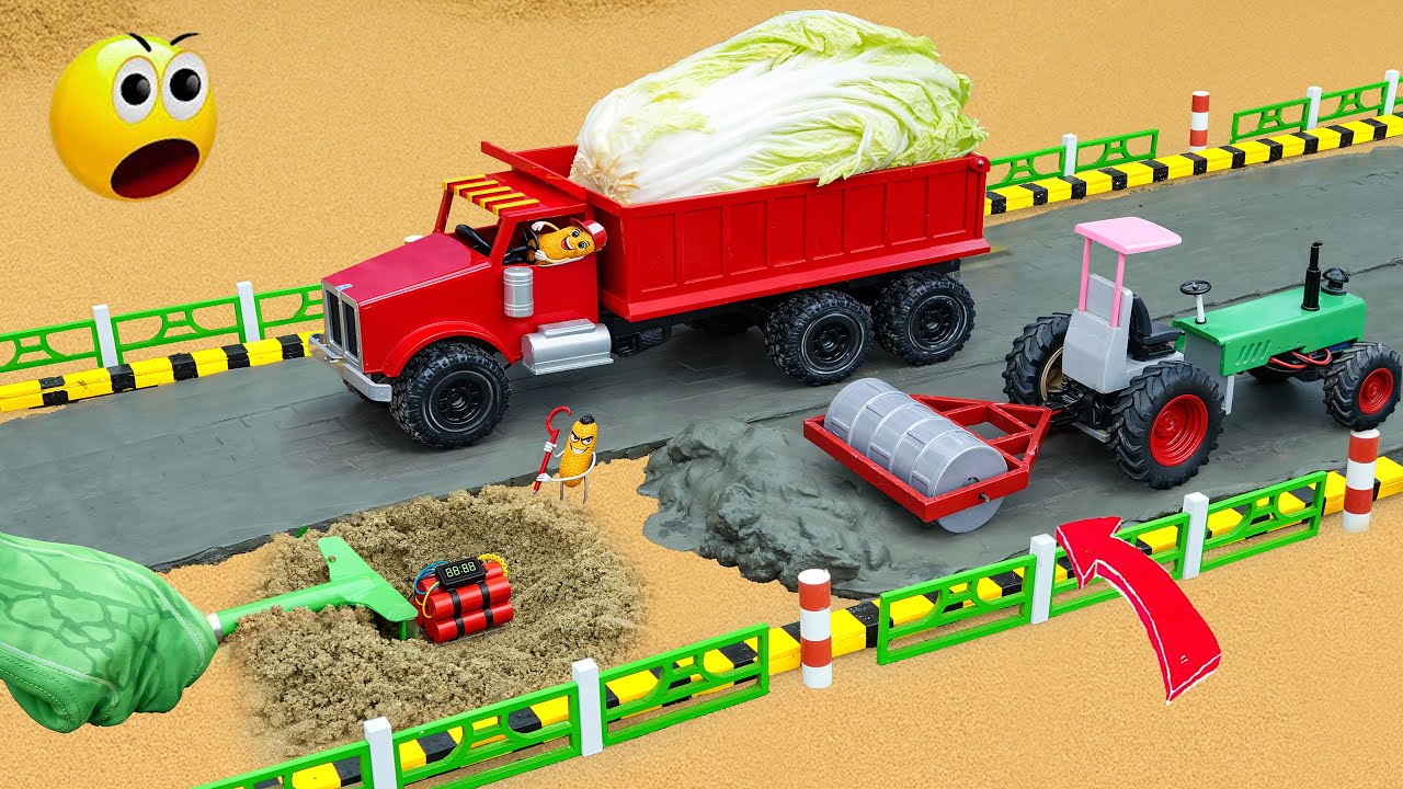 DIY Mini Tractor, Concrete Mixer & Road Roller Build Concrete Road | Science Project​