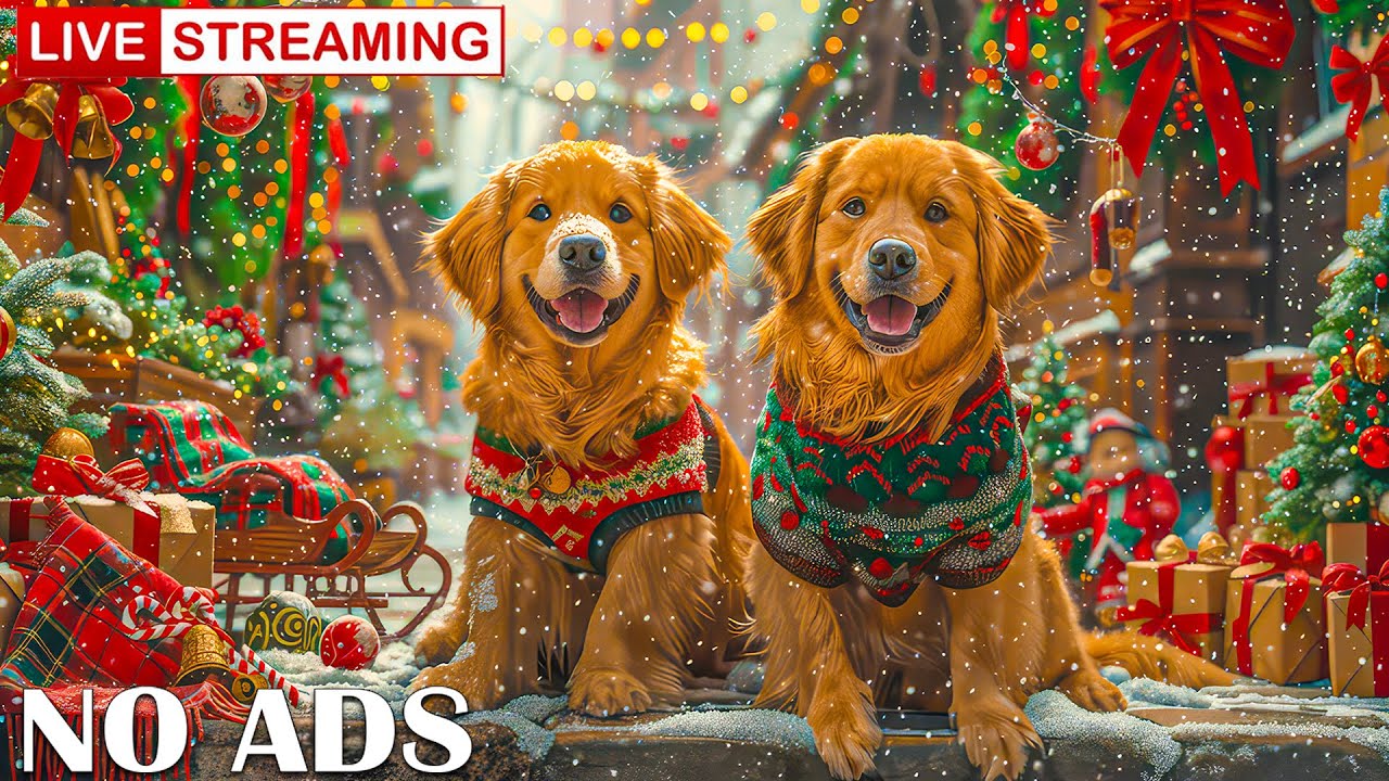12 HOURS ☆ Christmas Music for Dogs 🎄🎅 Christmas Music Instrumental 🐶 Puppy Sleeping Music SNOW ❄️