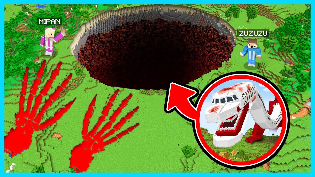 MIPAN & ZUZUZU MENEMUKAN JEJAK KAKI SERAM INFECTED SKY PALING BESAR DI MINECRAFT! MONSTER PESAWAT