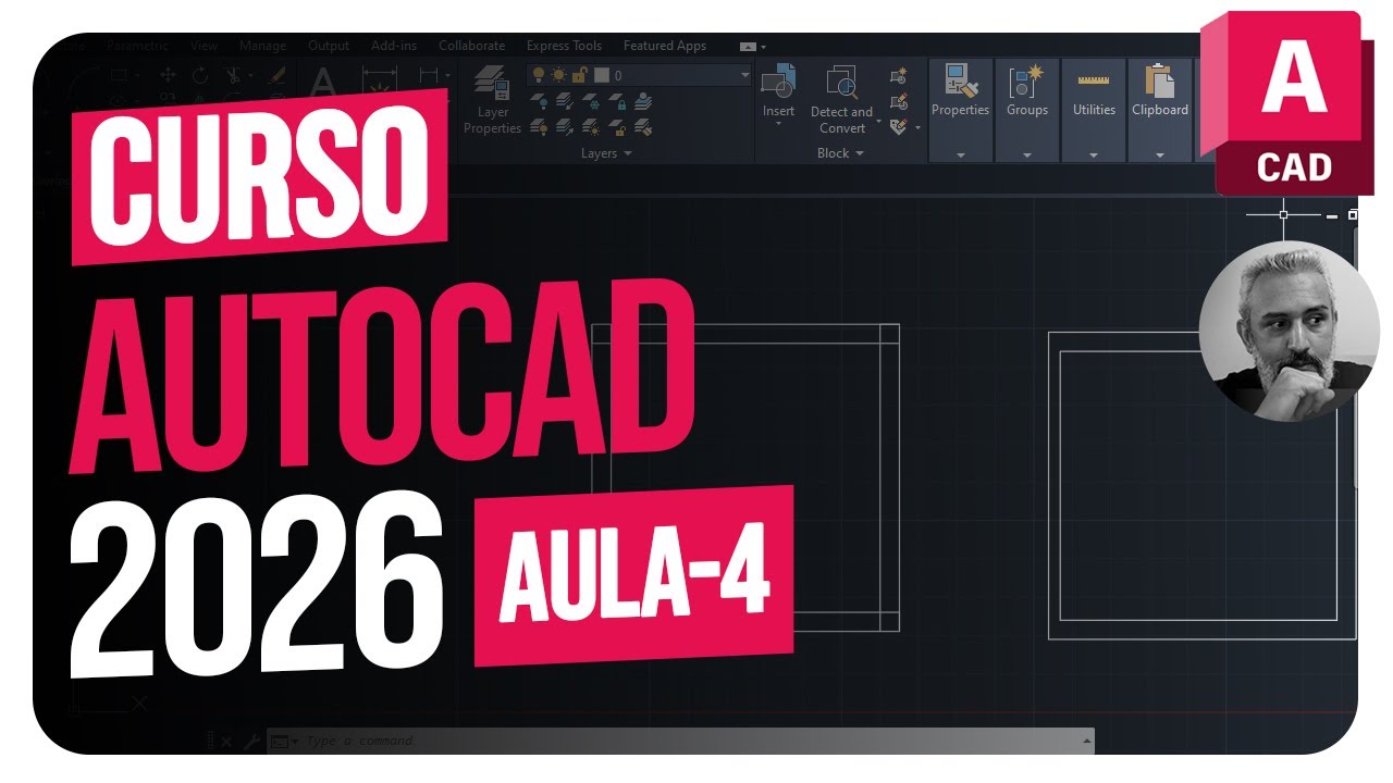 AUTOCAD 2026 CURSO - AULA 4 - COMANDO COPY - DESENHANDO