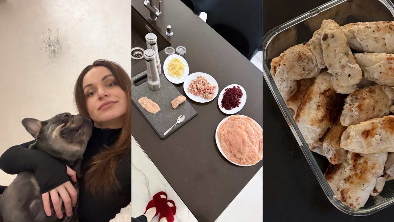 Vlog:Готовлю супер вкусное мясо «Пальчики»🍗🧄🥓♥️Рецепт в копилку всем🫂День на домашнем🏡🐶🦮🐾