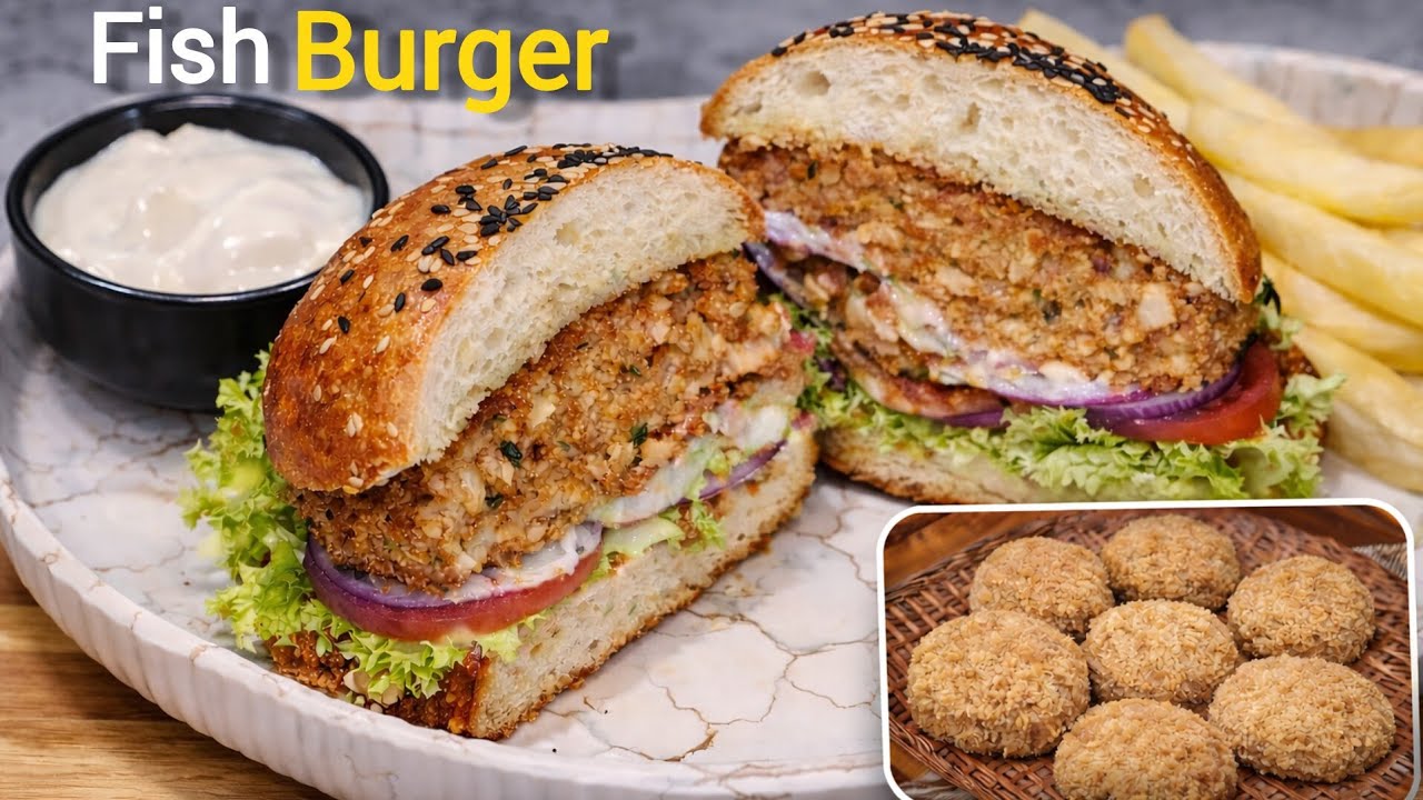 Ramzan Special Crispy Fish Burger | Patty Make & Store | Café Style Recipe ⭐