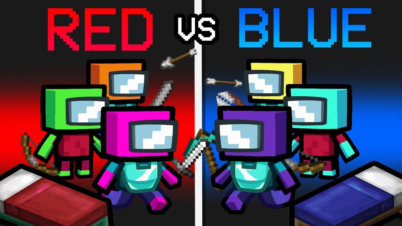 *NEW* RED vs BLUE BEDWARS MOD in Among Us?! (Funny Mod)