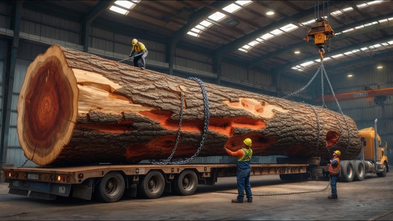 The World's Largest Wood Processing | The Journey From Giant Tree Trunk To Complete Monolithic Table