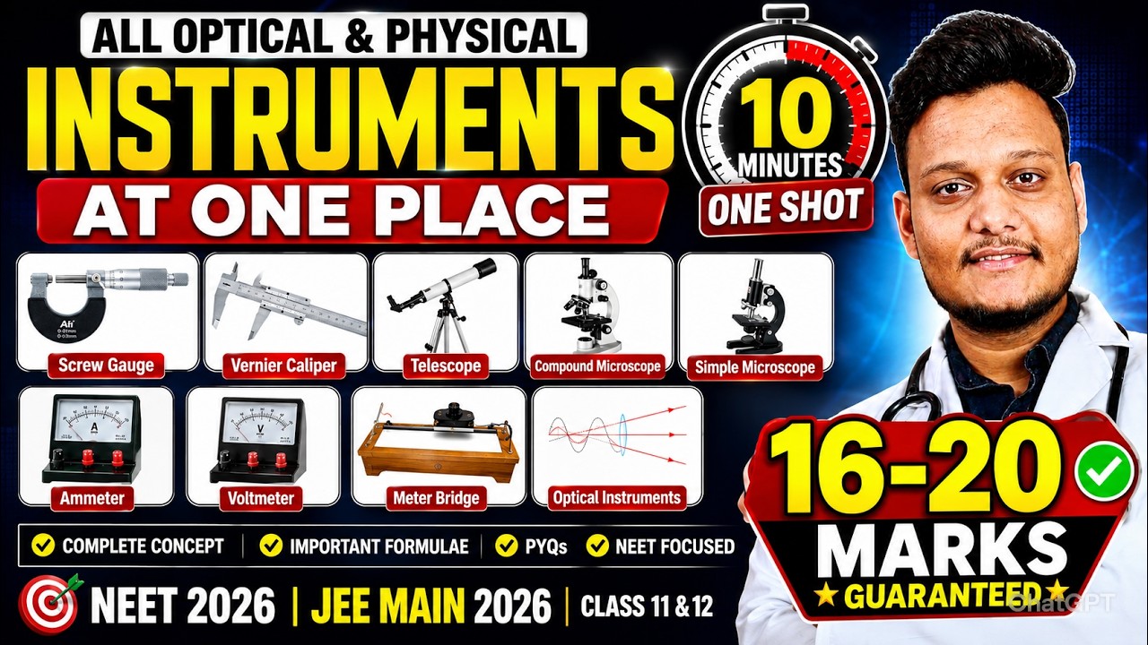 All Physics Instruments in One Shot 🔥 | Vernier Caliper, Screw Gauge, Optical Instruments | NEET