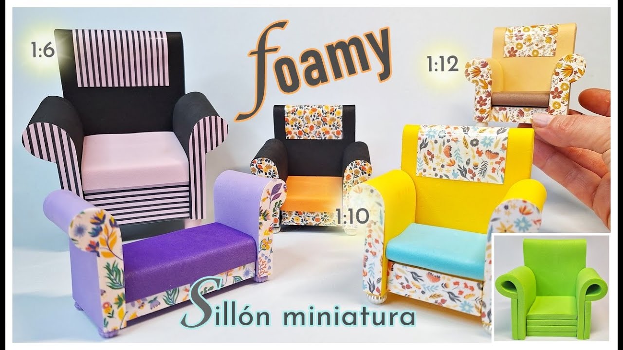 DIY SILL&Oacute;N en miniatura muy F&Aacute;CIL con FOAMY / miniature armchair