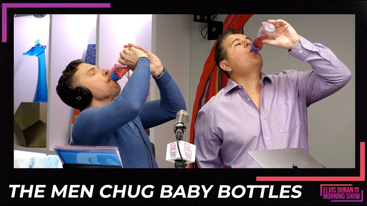 The Men Chug Baby Bottles | Elvis Duran Exclusive