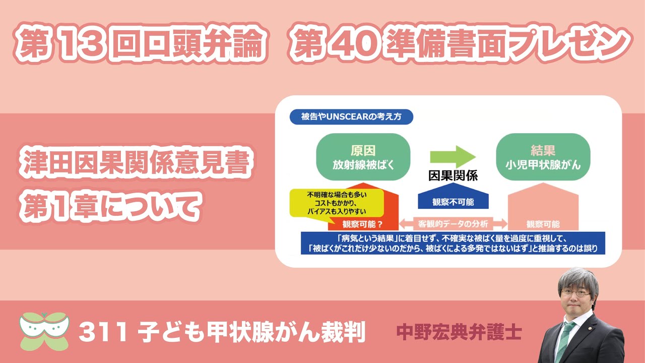 第１３回口頭弁論・第４０準備書面プレゼン（中野弁護士）【311子ども甲状腺がん裁判】