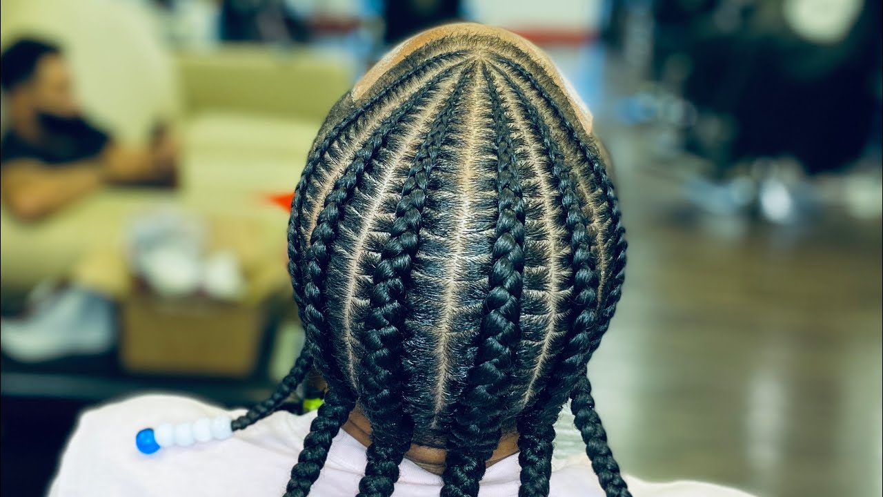 Man Bun Braids ll cornrows ll how to stitch braid ll Guys with long hair ll