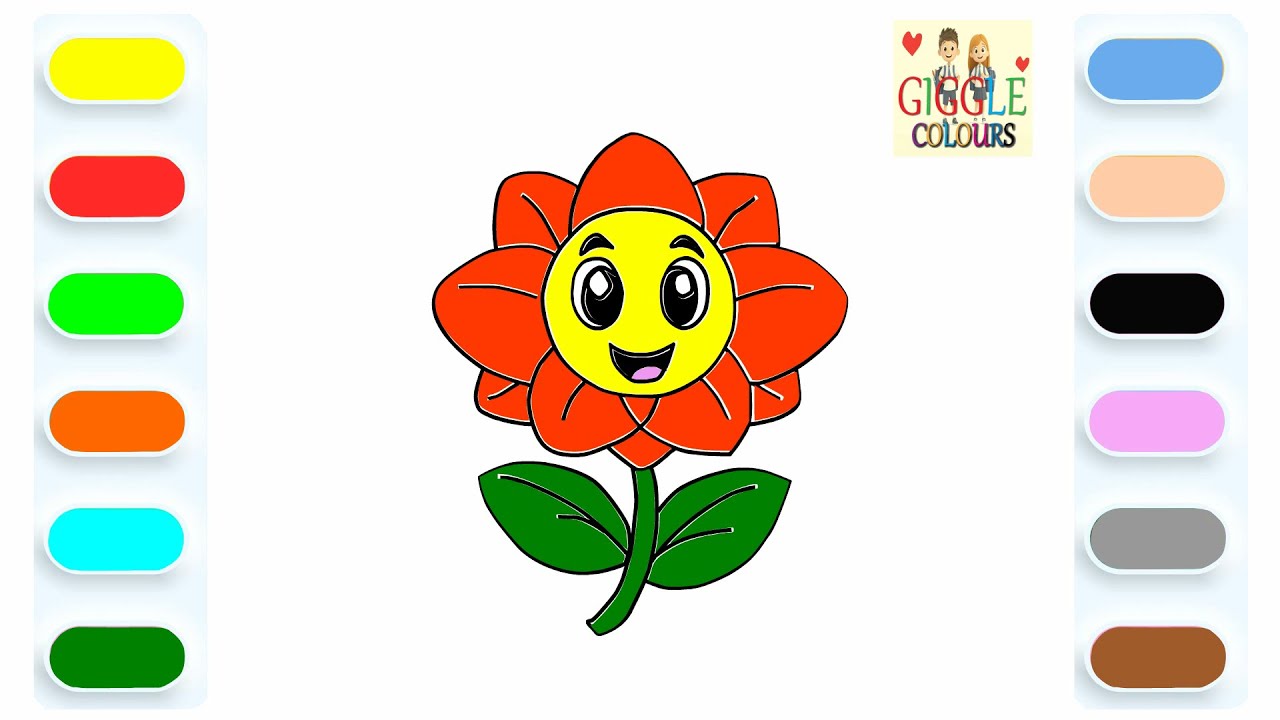 Learn to Draw Sunflower- Cartoon - Drawing and Coloring Tutorial for Kids