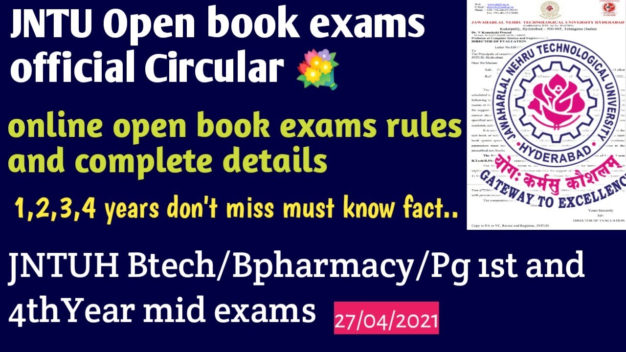 Good News and badnews open book Exams in JNTU 2021 | Btech 1-1 4-2 mid exams Pg mid online JNTUH2021