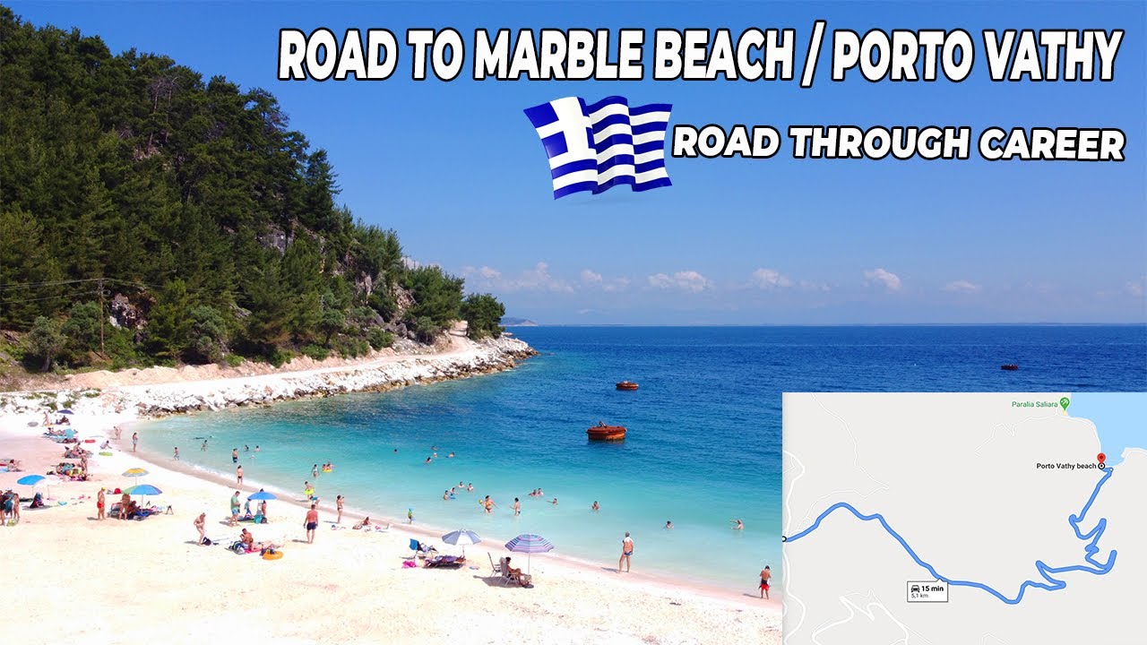 Drumul spre Marble Beach / Porto Vathy prin cariera
