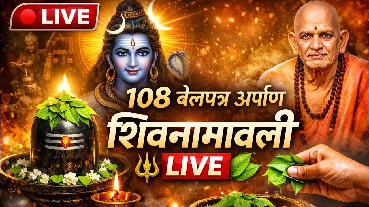 १०८ बेलपत्र वाहताना म्हणायची शिवनामावली | केंद्रात LIVE पवित्र पूजा | श्री स्वामी समर्थ महाराज 🔱🌿