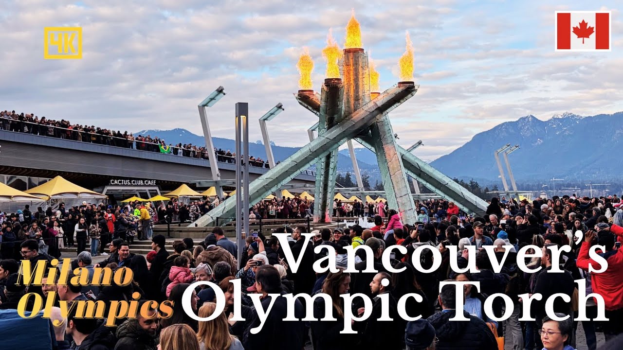 Vancouver’s Olympic Torch Re-Ignited! 🔥 360° View & Celebration for Milano 2026 Winter Games ⛸️