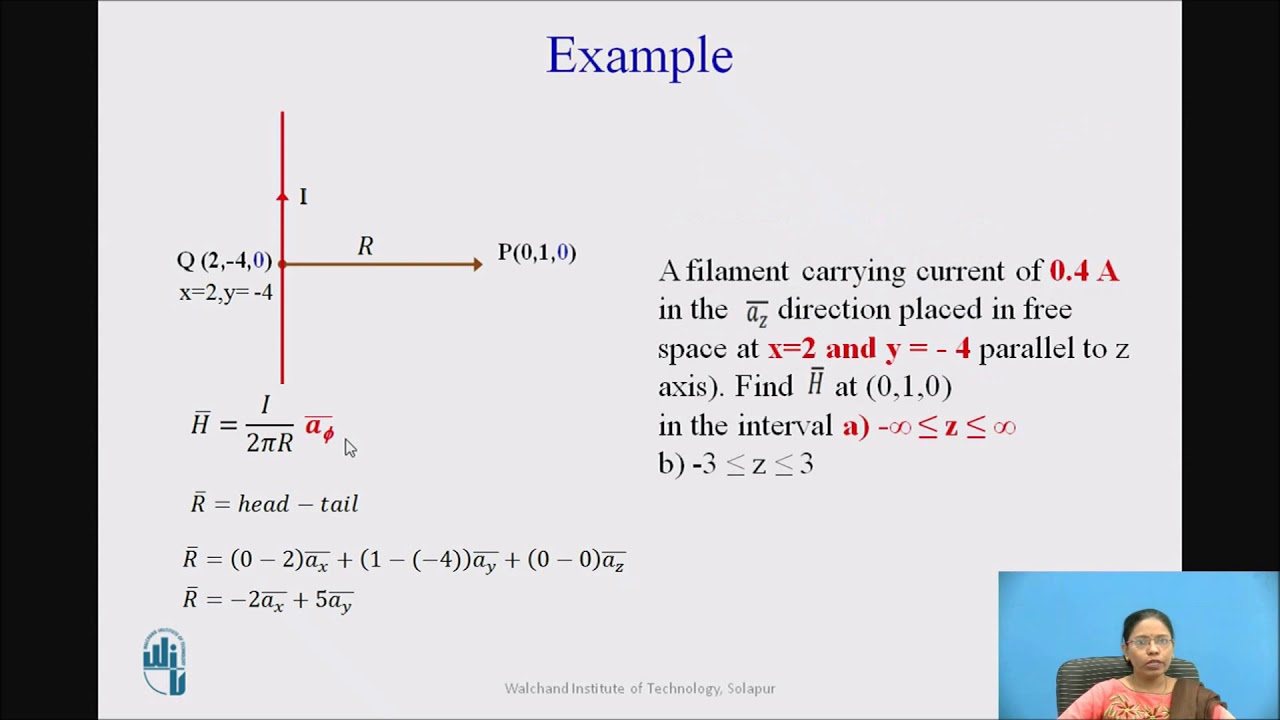 Magnetic field intensity for infinite and finite length filament: An example