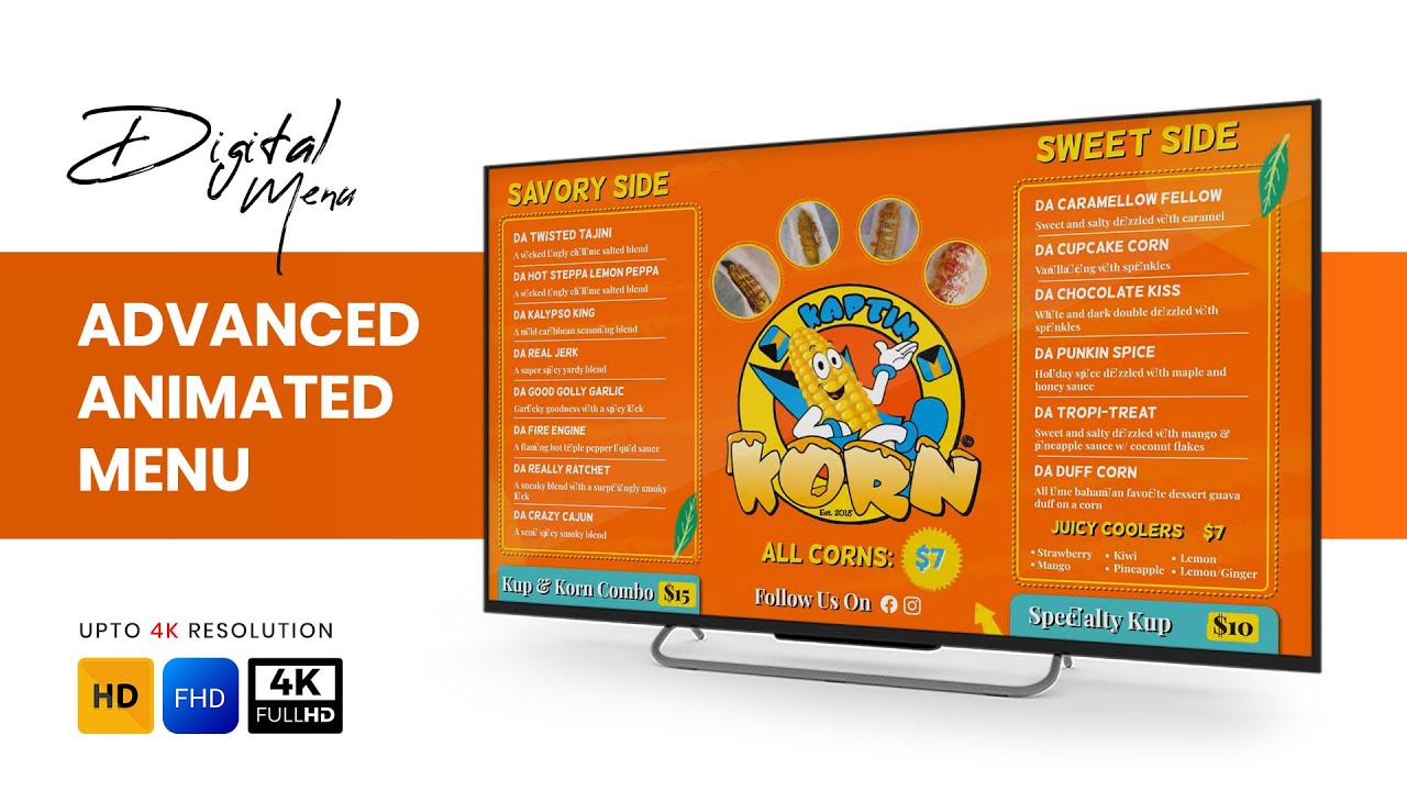 Restaurant Animated Menu | Advanced Digital Menu Board Animation (HD/4K)