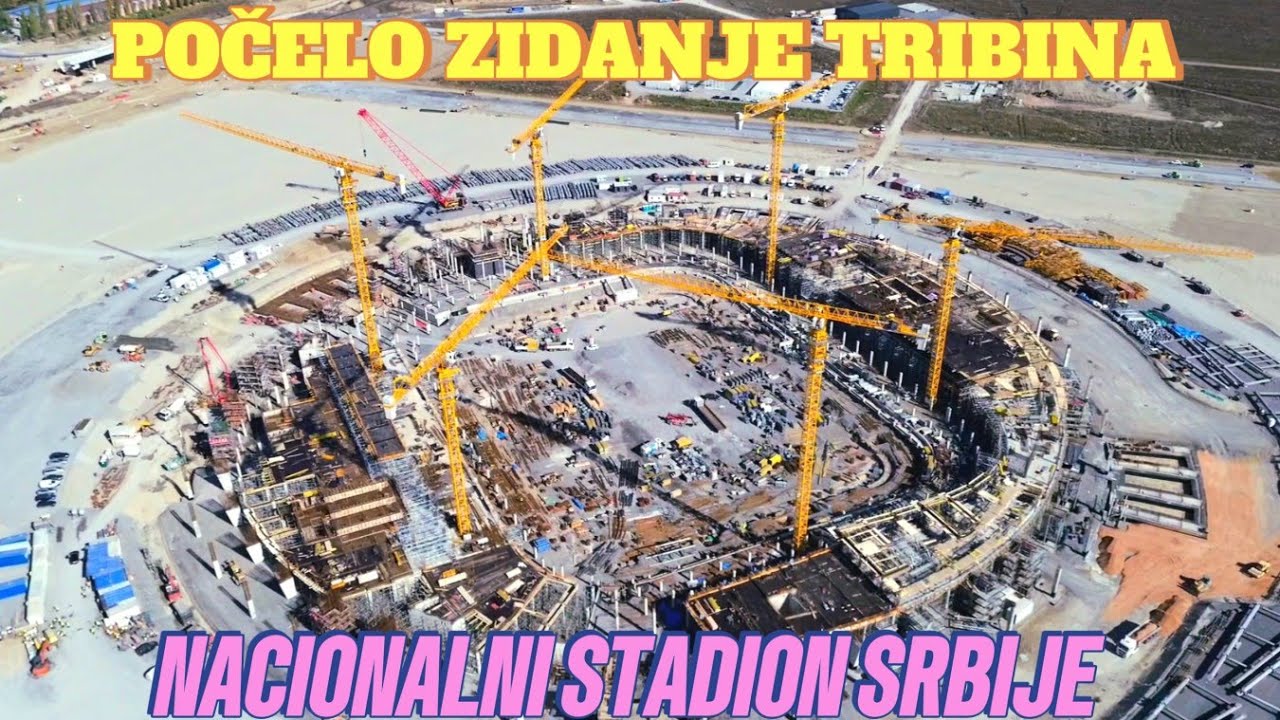 POCELO ZIDANJE TRIBINA NACIONALNOG STADIONA POCELI RADOVI NA PRILAZU OD MAGISTRALE KA EXPU 2027