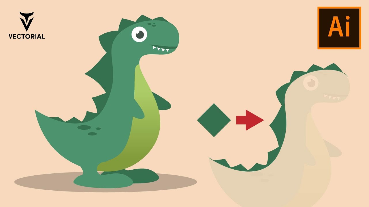 How to draw a Dino in Adobe Illustrator - Easy tutorial for beginners