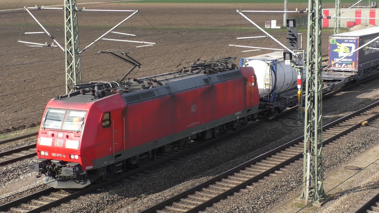 German Railways electric locomotive with freight train