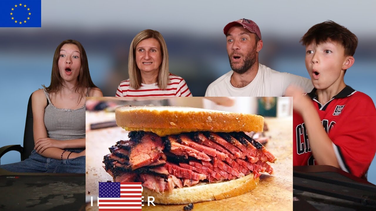 Реакция европейской семьи на самый легендарный гастроном Нью-Йорка (Katz’s)