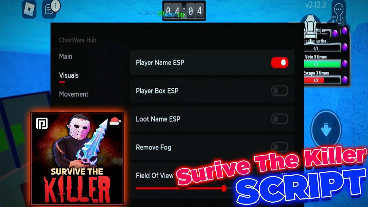 Survive The Killer Script / Hack GUI | ESP, TPs, Loot Autofarm, Auto Escape & More
