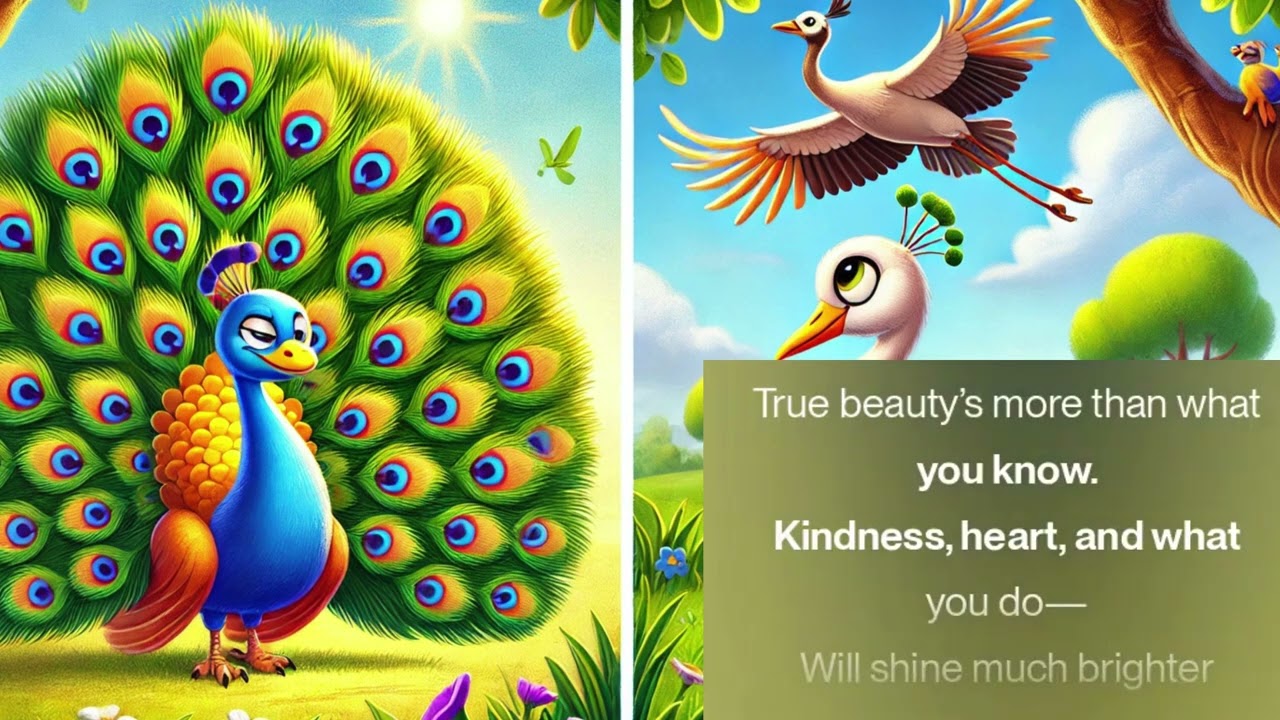 Peacock vs Crane 🦚🦢 | Moral Rhyme for Kids About Real Beauty