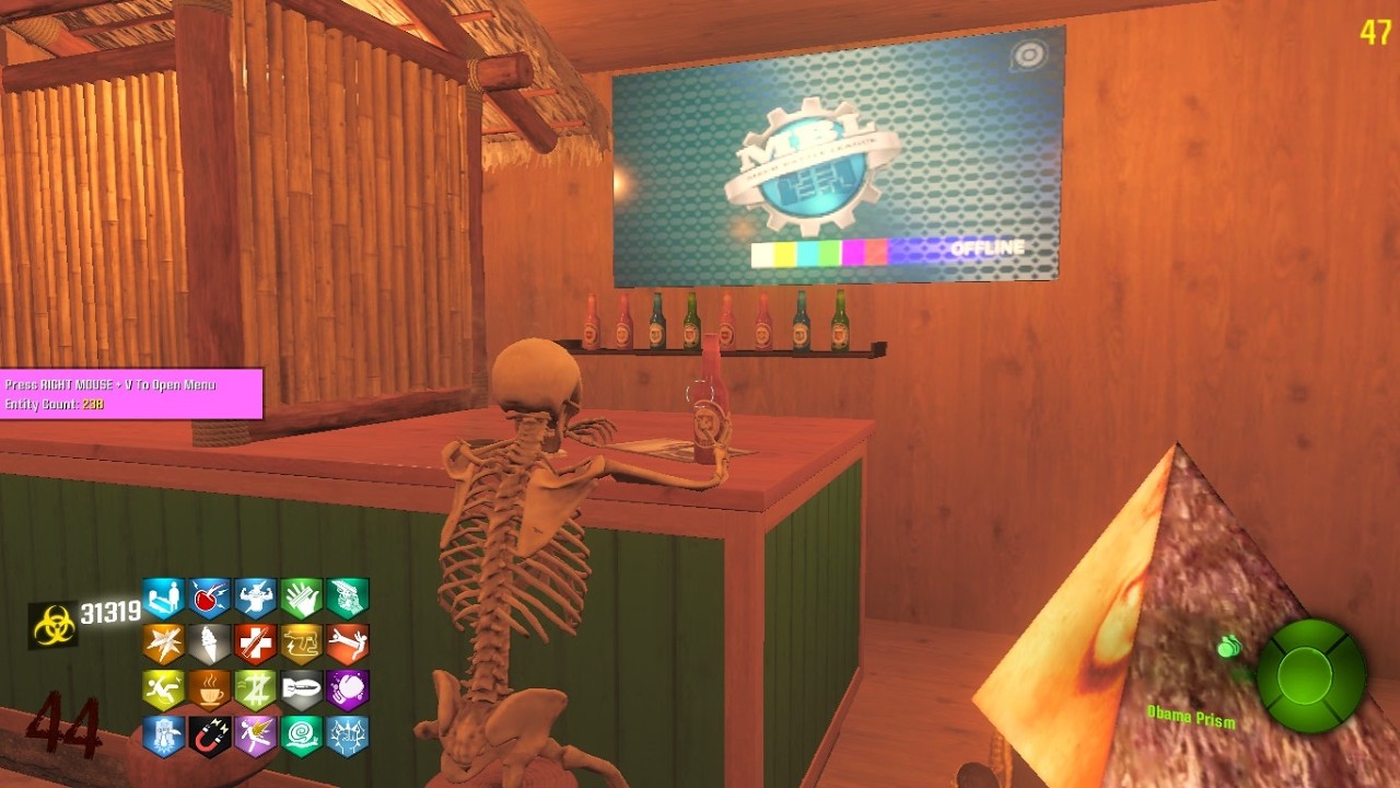 This map features a very difficult parkour course and a killer chicken