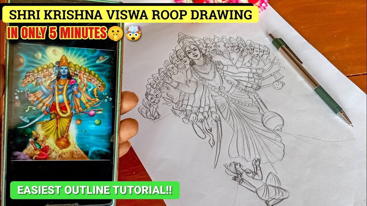 Krishna ji Viswa Roop drawing😱❤️ in ONLY 5 MINUTES⌛|| Mahabharat drawing