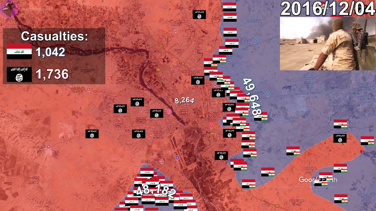 Battle of Mosul in 1 minute using Google Earth