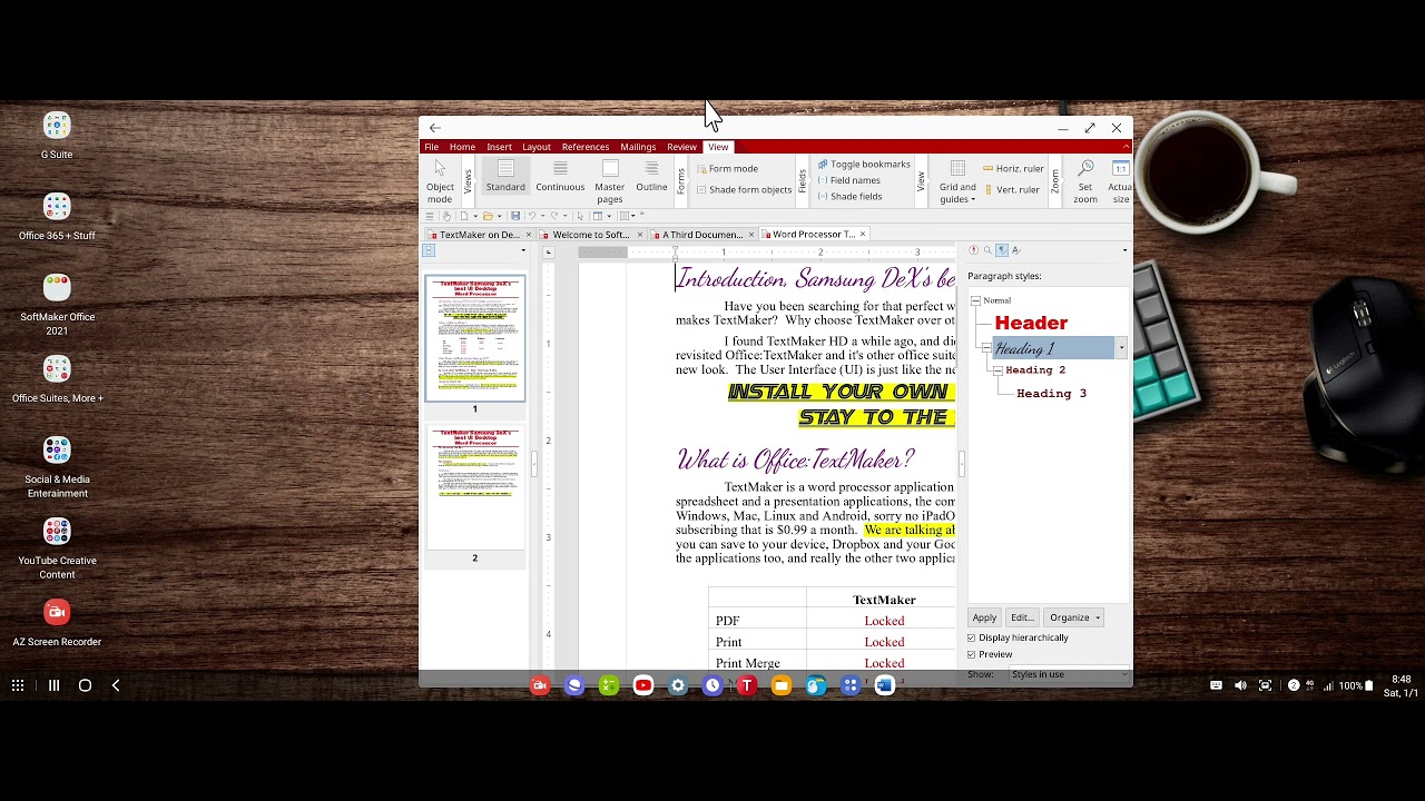 Samsung DeX best UI desktop word processor TextMaker