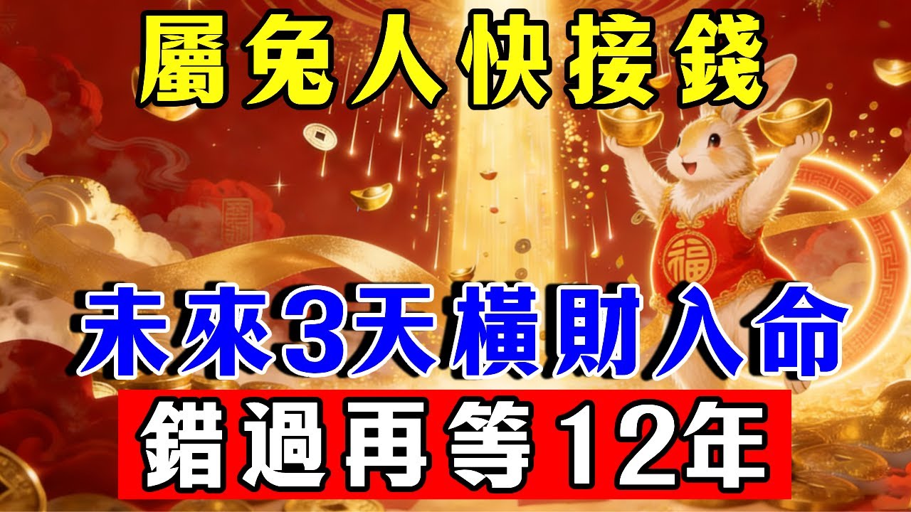 屬兔人快接紅包！未來3天，這「三顆吉星」同時入命，將有一次改變命運的橫財，千萬別視而不見！#生肖 #運勢 #命理 #屬相 #風水 #財運 #佛陀 #佛學 #佛法 #佛教 #修行 #智慧 #因果 #佛家