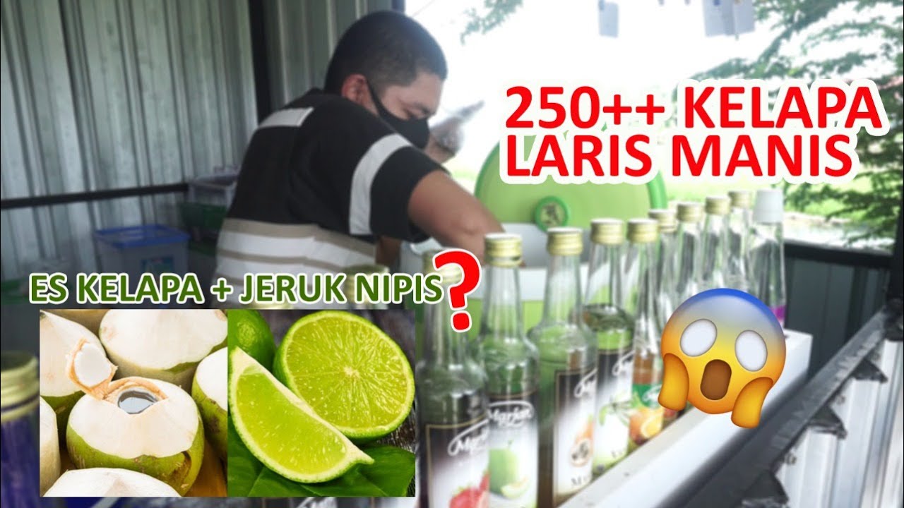 Woooow...Es Kelapa Muda Plus Jeruk Nipis Peras Yang Lagi Laris Manis, Sehari Bisa Habis 250 Kelapa