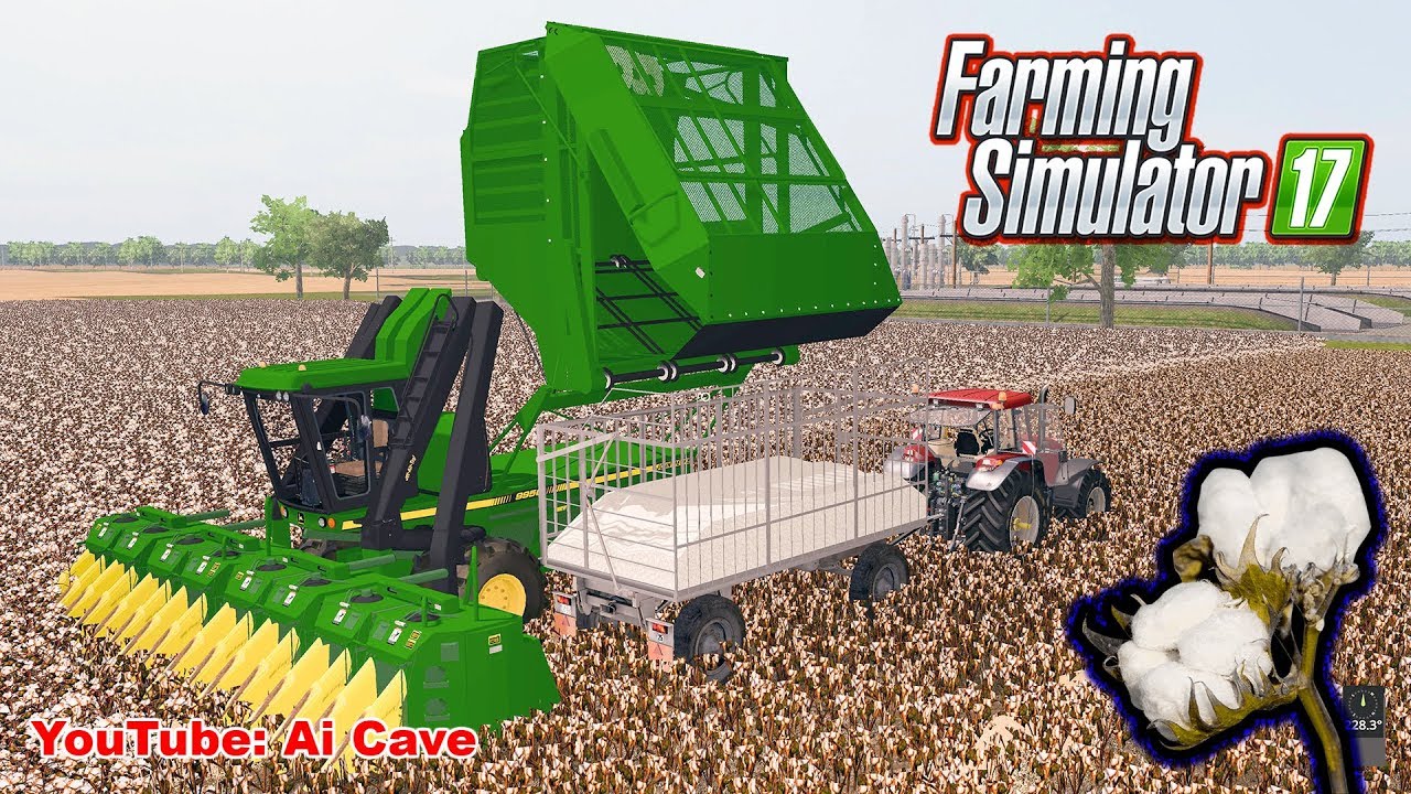Farming Simulator 2017 - Сбор урожая хлопка в штате Миссури США с комбайном John Deere 9950