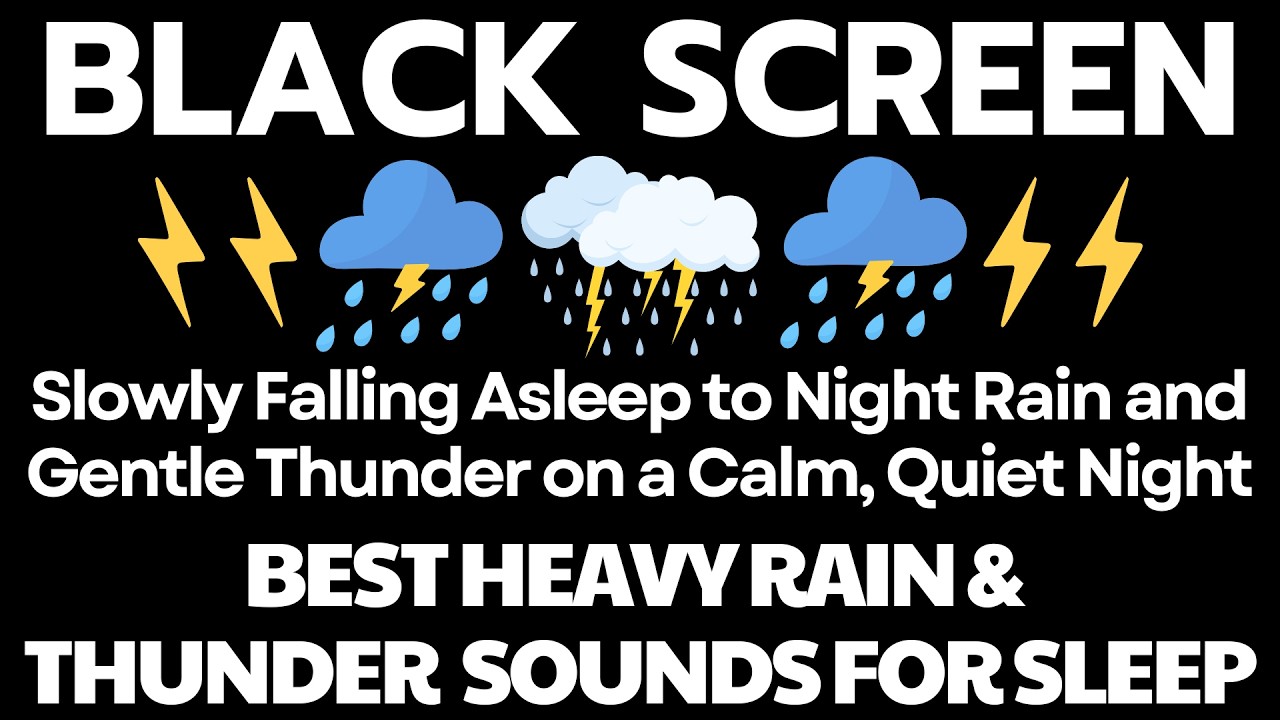 Slowly Falling Asleep to Night Rain and Gentle Thunder on a Calm, Quiet Night | 12 Hours - No Ads