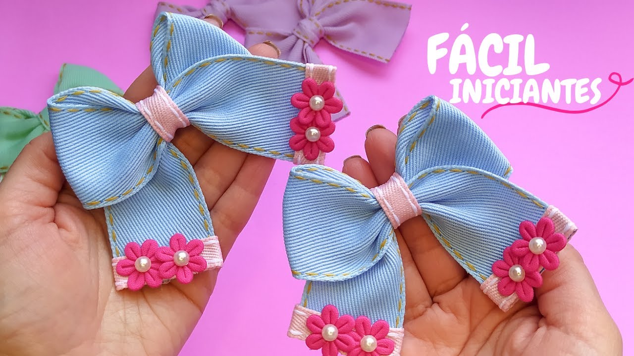 Laço Cruzado com ponta - Parzinho Jeans Fácil para iniciantes #diy #lacosdiy #papdelaços