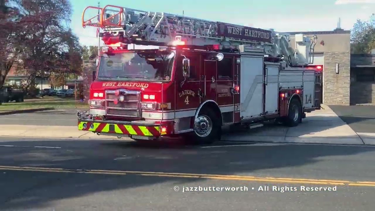 West Hartford Fire Department Ladder (Quint) 4 Responding Hauling Monster Ass!!!!!