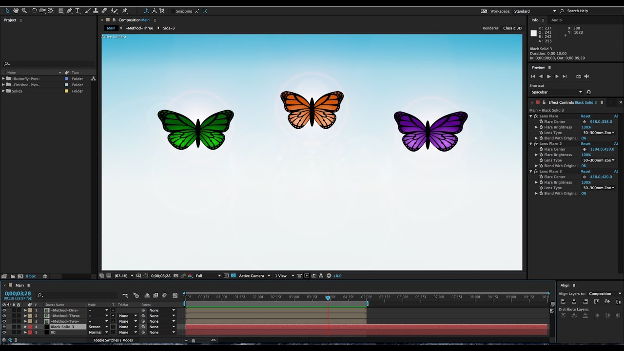 Deferent methods to animate butter flys in after effects 2017