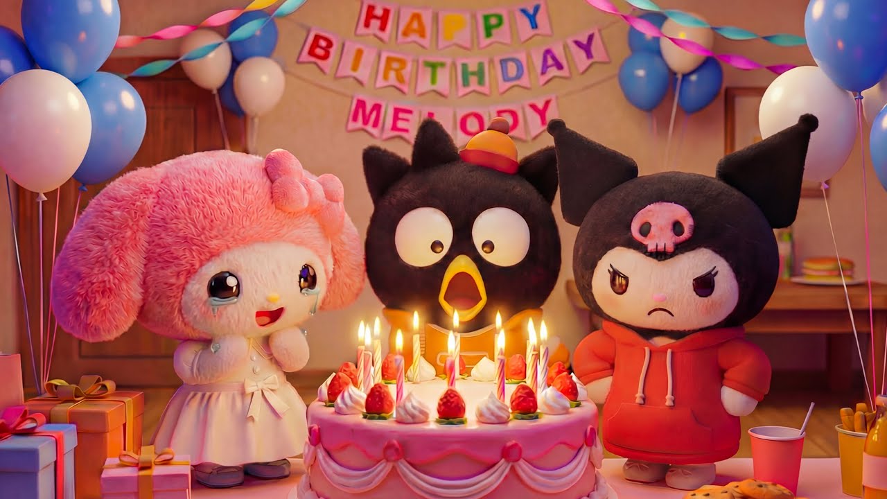 Melody Thought No One Remembered… Then Kuromi & Badtz-Maru Surprised Her 🎂💖🌸